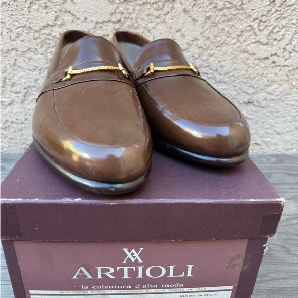 Men\'s Brown Italian Leather Slip-On Loafers